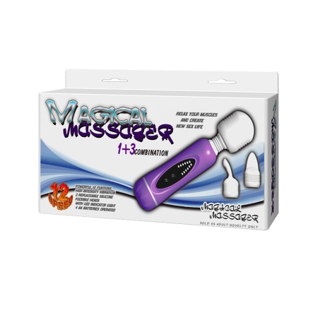 Masażer Magical Massager - 12 funkcji wibracji, 3 wymienne nakładki silikonowe i regulacja prędkości - 10