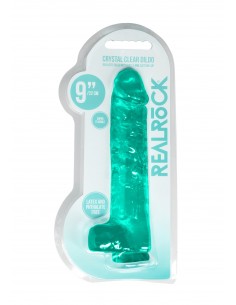 9"" / 25 cm Realistic Dildo With Balls - Turquoise 2