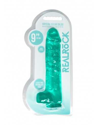 9"" / 25 cm Realistic Dildo With Balls - Turquoise