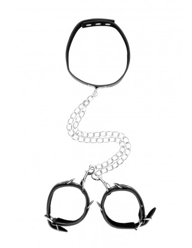 Bonded Leather Collar With Hand Cuffs