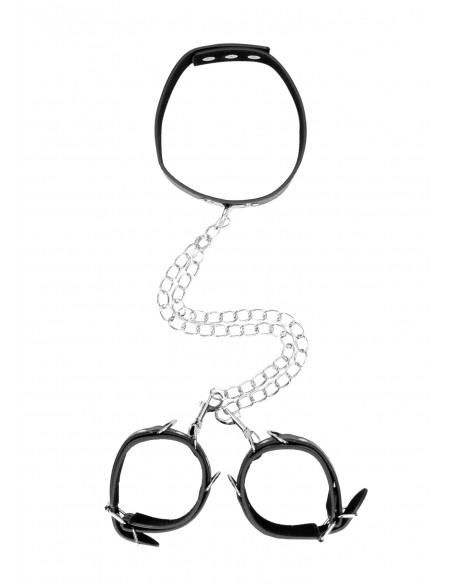 Bonded Leather Collar With Hand Cuffs