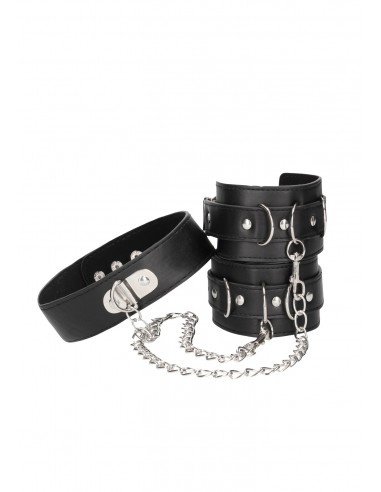 Bonded Leather Collar With Hand Cuffs