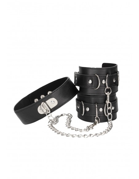 Bonded Leather Collar With Hand Cuffs