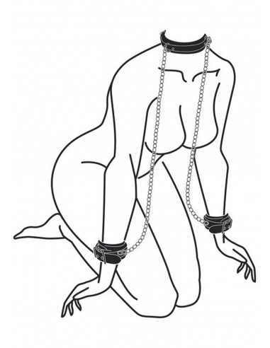 Bonded Leather Collar With Hand Cuffs