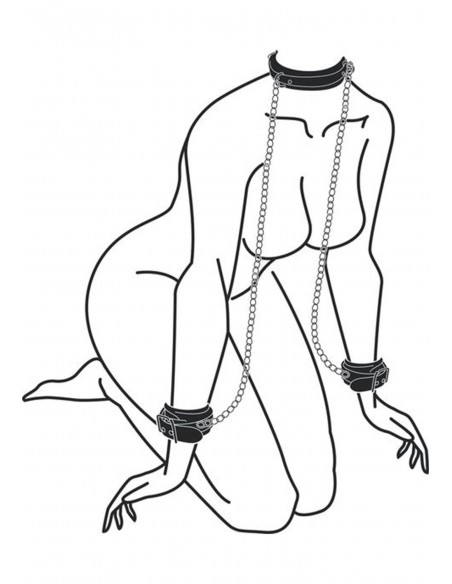 Bonded Leather Collar With Hand Cuffs