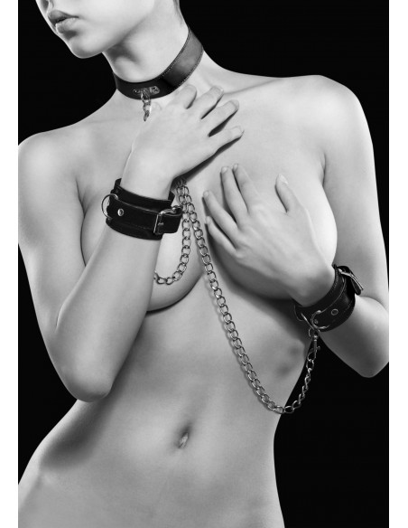 Bonded Leather Collar With Hand Cuffs