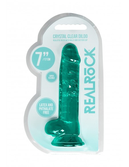 7"" / 19 cm Realistic Dildo With Balls - Turquoise