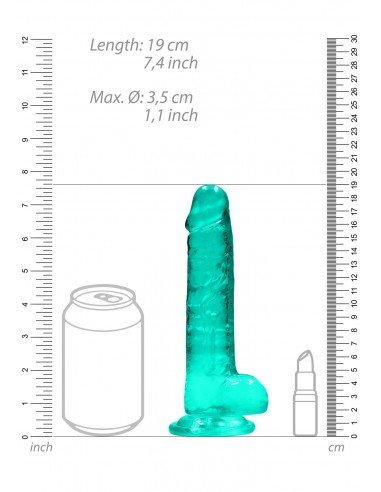 7"" / 19 cm Realistic Dildo With Balls - Turquoise