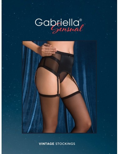 Bielizna-Pończochy CALZE VINTAGE STOCKINGS Czarne XL/XXL