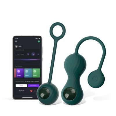 Wibrator Kegla Crystal Duo 20,8 cm ciemnozielony z zestawem ciężarków - 1