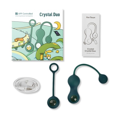 Wibrator Kegla Crystal Duo 20,8 cm ciemnozielony z zestawem ciężarków - 1 2