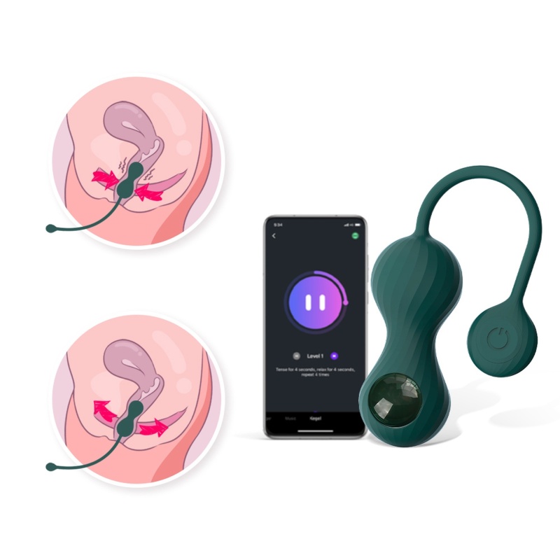 Wibrator Kegla Crystal Duo 20,8 cm ciemnozielony z zestawem ciężarków - 4