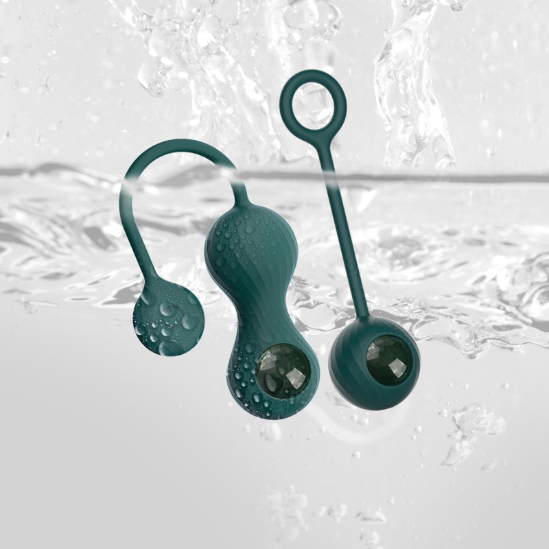Wibrator Kegla Crystal Duo 20,8 cm ciemnozielony z zestawem ciężarków - 9