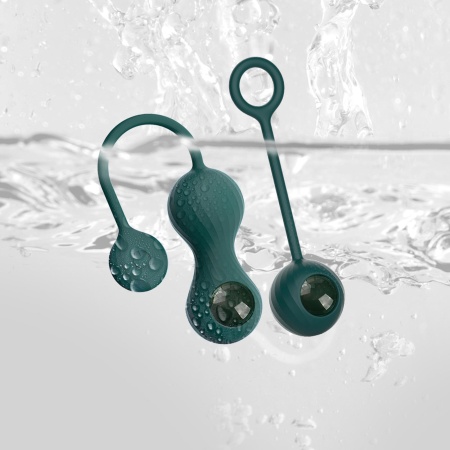 Wibrator Kegla Crystal Duo 20,8 cm ciemnozielony z zestawem ciężarków - 9