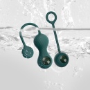 Wibrator Kegla Crystal Duo 20,8 cm ciemnozielony z zestawem ciężarków - 9