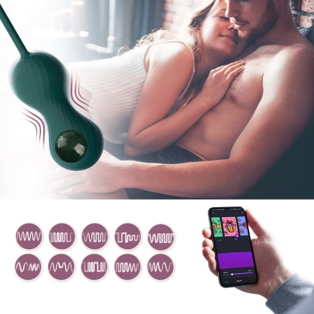 Wibrator Kegla Crystal Duo 20,8 cm ciemnozielony z zestawem ciężarków - 11