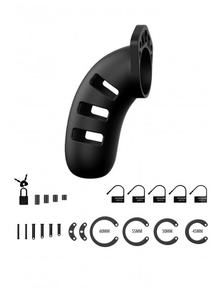 Model 21 - Chastity - 4.5"" - Silicone Cock Cage - Black