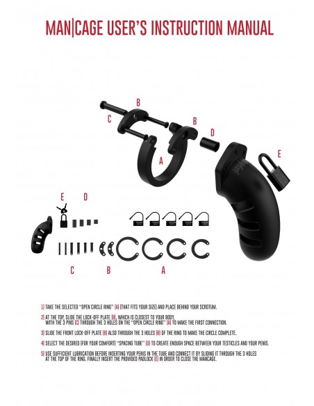 Model 21 - Chastity - 4.5"" - Silicone Cock Cage - Black