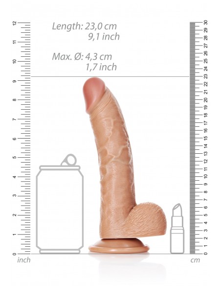 Curved Realistic Dildo  Balls  Suction Cup - 8""/ 20,5 cm