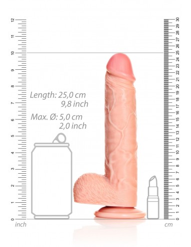 Straight Realistic Dildo  Balls  Suction Cup - 9""/ 23 cm