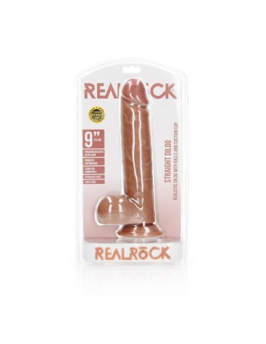 Straight Realistic Dildo  Balls  Suction Cup - 9""/ 23 cm