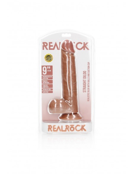 Straight Realistic Dildo  Balls  Suction Cup - 9""/ 23 cm