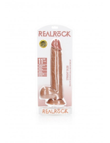 Straight Realistic Dildo  Balls  Suction Cup - 11""/ 28 cm