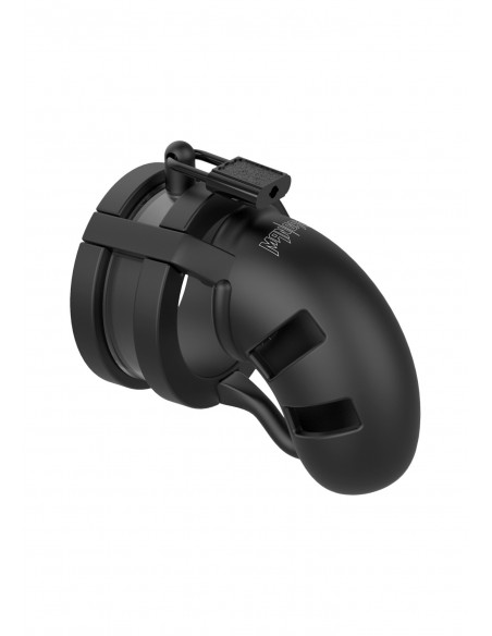 Model 18 - Chastity - 3.5"" - Sil Cage Ballsplitter - Black