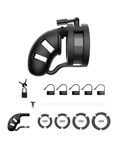 Model 18 - Chastity - 3.5"" - Sil Cage Ballsplitter - Black