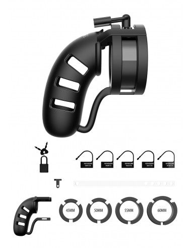 Model 19 - Chastity - 4.5"" - Sil Cage Ballsplitter - Black