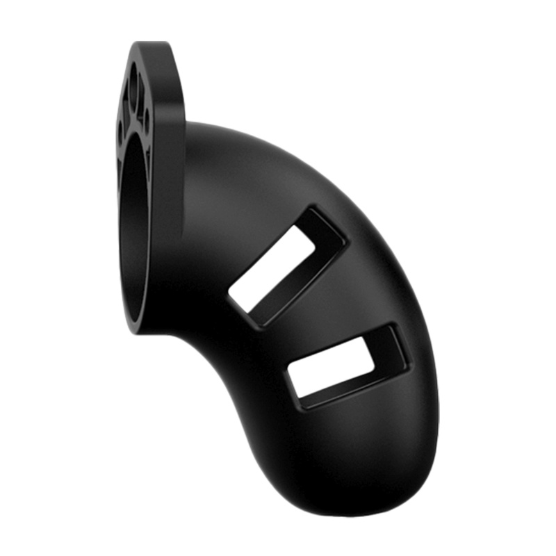 Klatka cnoty Model 20 - silikon medyczny, wymienne pierścienie, zamek i dzielony pasek, długość klatki 9 cm (3,5 cala) - 3