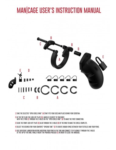 Model 20 - Chastity - 3.5"" - Silicone Cock Cage - Black