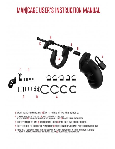 Model 20 - Chastity - 3.5"" - Silicone Cock Cage - Black