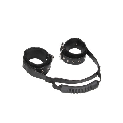 Bonded Leather Hand Cuffs With Handle - 1 2