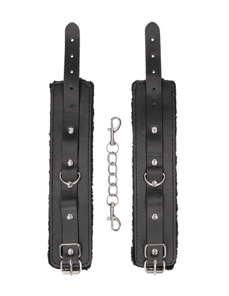 Plush Bonded Leather Hand Cuffs - With Adjustable Straps