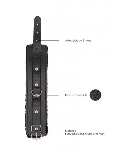 Plush Bonded Leather Hand Cuffs - With Adjustable Straps