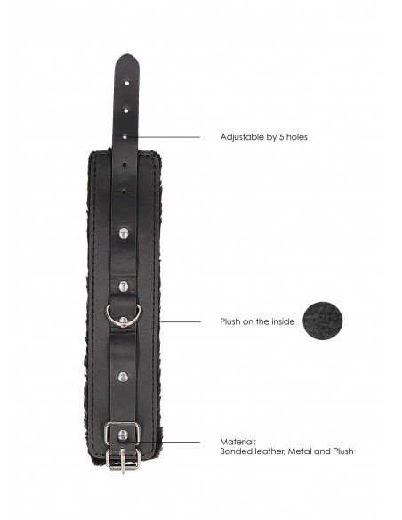 Plush Bonded Leather Hand Cuffs - With Adjustable Straps