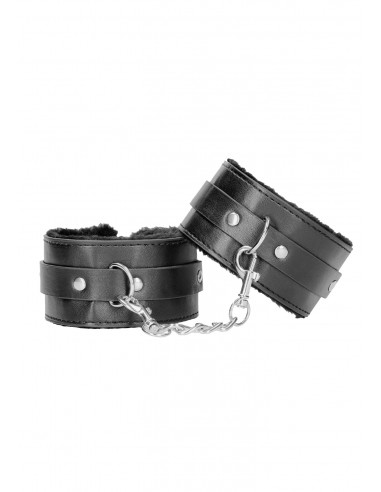 Plush Bonded Leather Ankle Cuffs - With Adjustable Straps