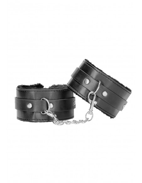 Plush Bonded Leather Ankle Cuffs - With Adjustable Straps