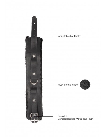 Plush Bonded Leather Ankle Cuffs - With Adjustable Straps