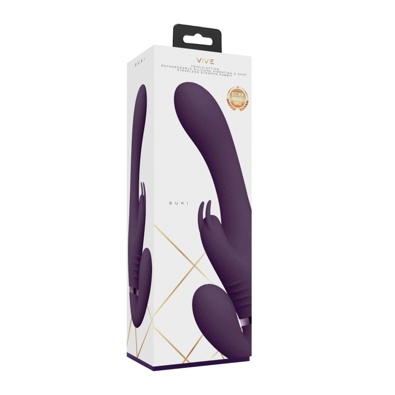 Strapon bez uprzęży Suki Purple - 3 silniki NG F1, niezależne sterowanie, długość całkowita 22 cm - 1