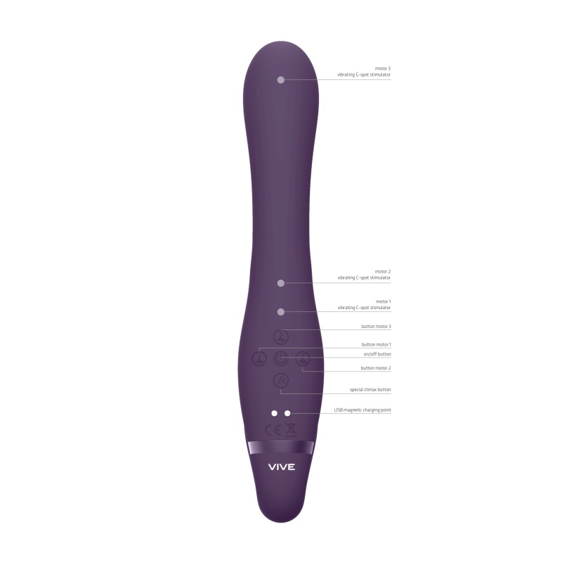 Strapon bez uprzęży Suki Purple - 3 silniki NG F1, niezależne sterowanie, długość całkowita 22 cm - 7