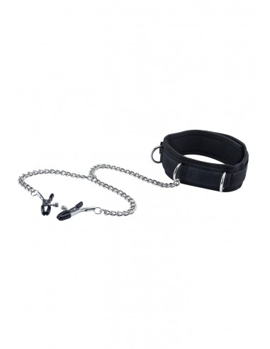 Velcro Collar With Nipple Clamps - With Adjustable Straps