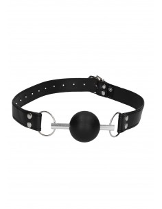 Solid Ball Gag - With Bonded Leather Straps 2