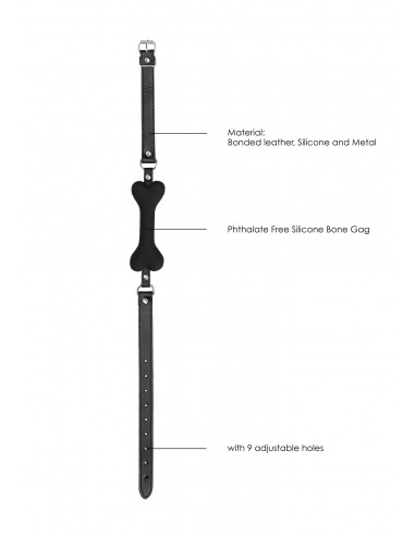 Silicone Bone Gag - With Adjustable Bonded Leather Straps