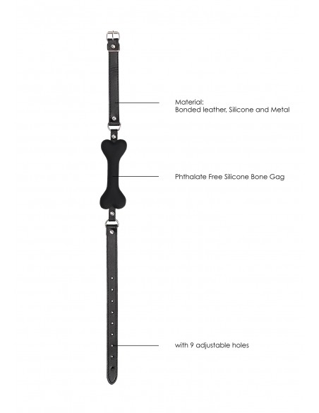 Silicone Bone Gag - With Adjustable Bonded Leather Straps