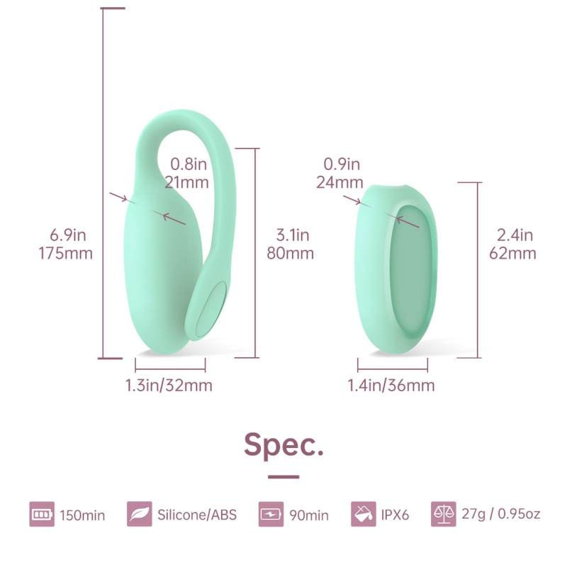 Inteligentny trener Kegla FitCute Kegel Rejuve, 85 mm, jasnozielony - 4