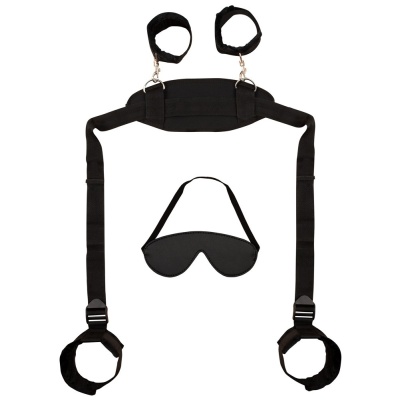Zestaw do krępowania Neck-Wrist-Ankle – mankiety na szyję, nadgarstki i kostki z rzepami i karabińczykami, pasy 188 cm - 1 2