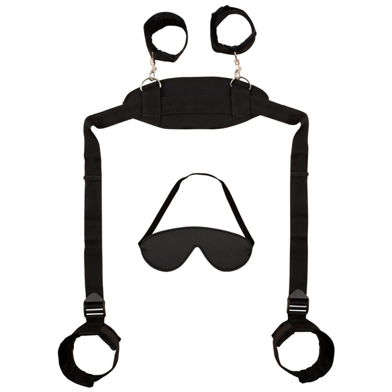 Zestaw do krępowania Neck-Wrist-Ankle – mankiety na szyję, nadgarstki i kostki z rzepami i karabińczykami, pasy 188 cm - 2