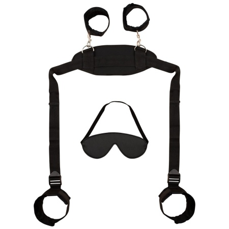 Zestaw do krępowania Neck-Wrist-Ankle – mankiety na szyję, nadgarstki i kostki z rzepami i karabińczykami, pasy 188 cm - 2